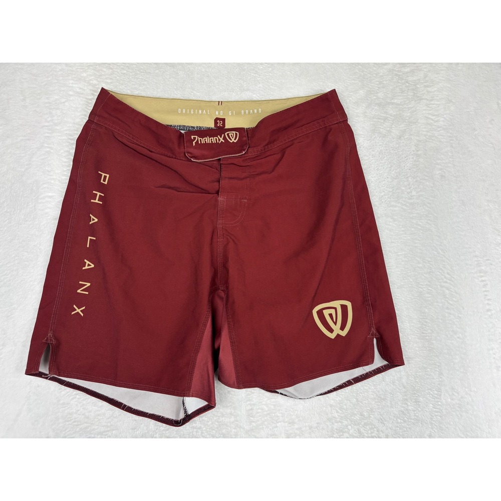 Phalanx No Gi BJJ Grappling Board Shorts Mens 32 Maroon Burgundy MMA Training
